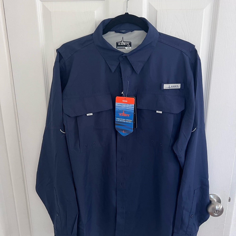 Habitat Men's Navy Long-Sleeve Button-Down Shirt